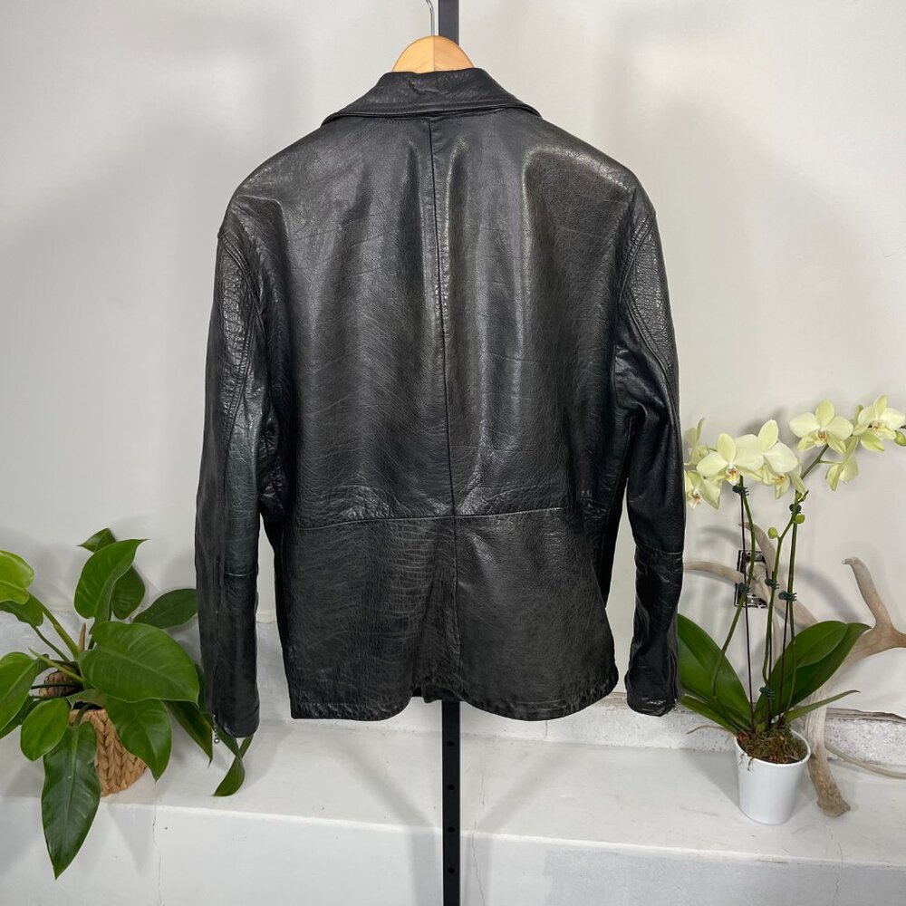 Levi’s Strauss & Co Black Buffalo Leather Vintage Moto Biker Jacket Size L - Picture 2 of 9